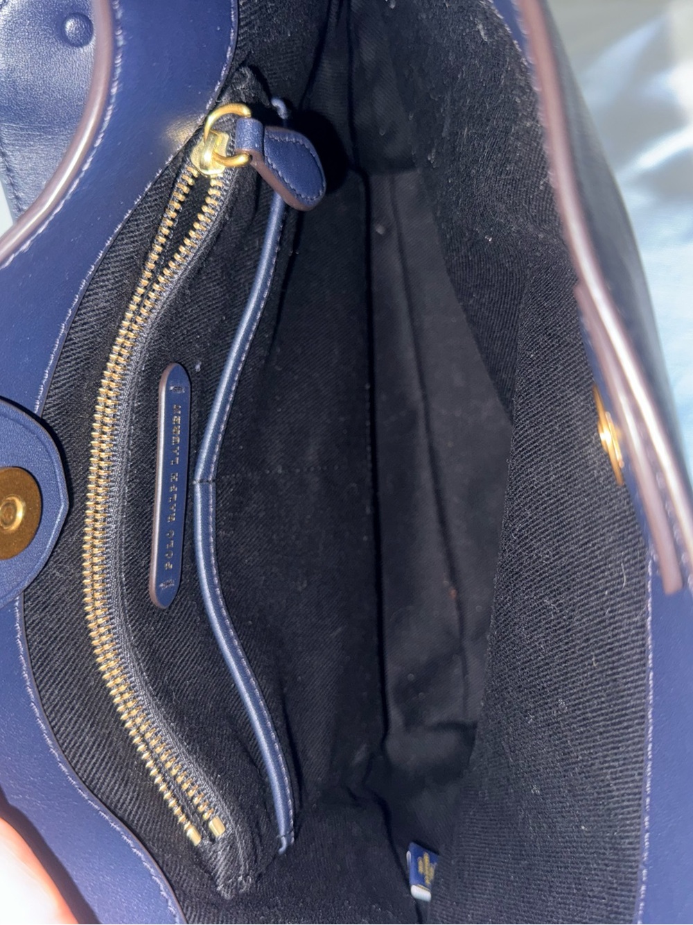 Polo Ralph Lauren Navy Leather Hobo S Bag - EXCELLENT - Picture 6 of 14